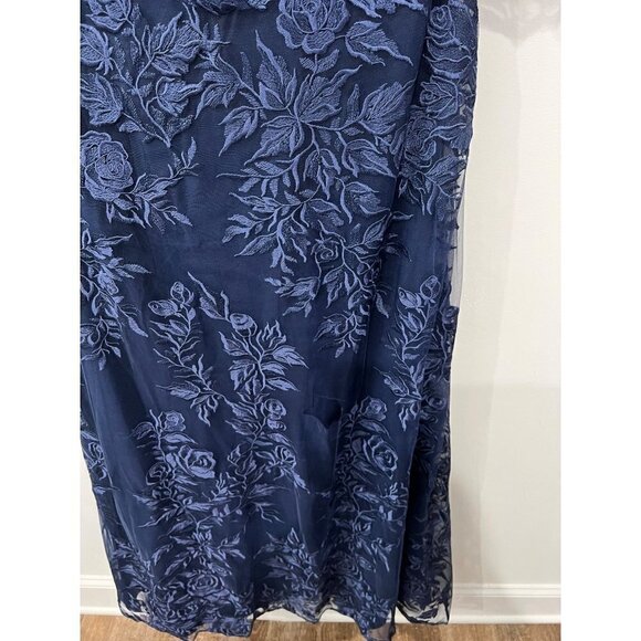 New La Femme Size 14 Lace V Neck A-line Dress Gown - 28053 Navy *rip, stain* - Picture 16 of 16